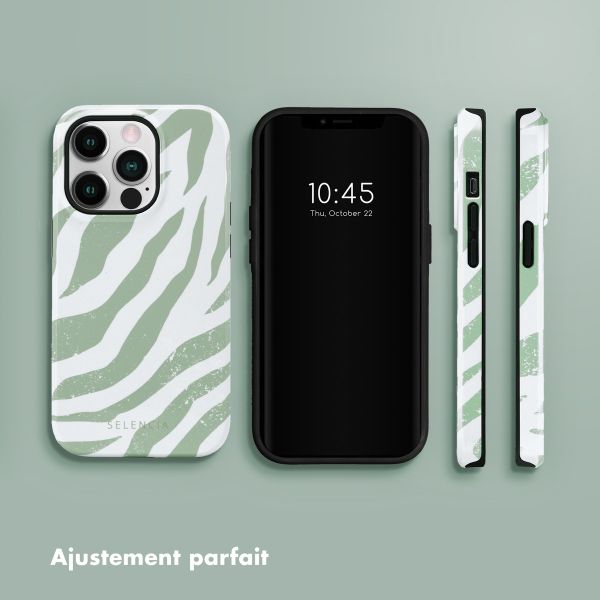 Selencia Coque arrière Vivid Apple iPhone 14 Pro - Colorful Zebra Sage Green