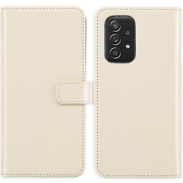 Selencia Étui de téléphone portefeuille en cuir véritable Samsung Galaxy A53 - Greige