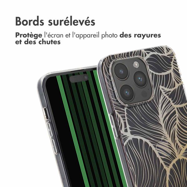 imoshion Coque Design Apple iPhone 15 Pro Max - Golden Leaves Transparent