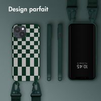 Selencia Coque design en silicone avec cordon amovible Apple iPhone 15 Plus - Irregular Check Green