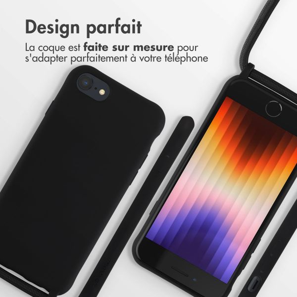 imoshion ﻿Coque en silicone avec cordon Apple iPhone SE (2022 / 2020) / 8 / 7 - Noir