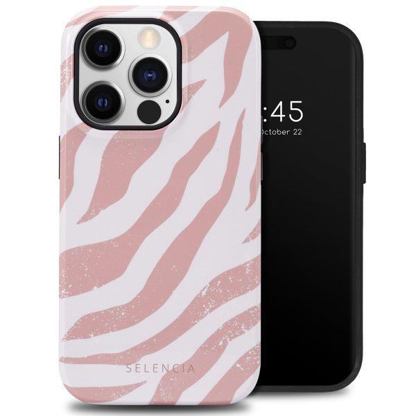 Selencia Coque arrière Vivid Tough iPhone 14 Pro - Colorful Zebra Old Pink