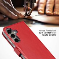 Selencia Étui portefeuille en cuir véritable Samsung Galaxy S25 Plus - Rouge