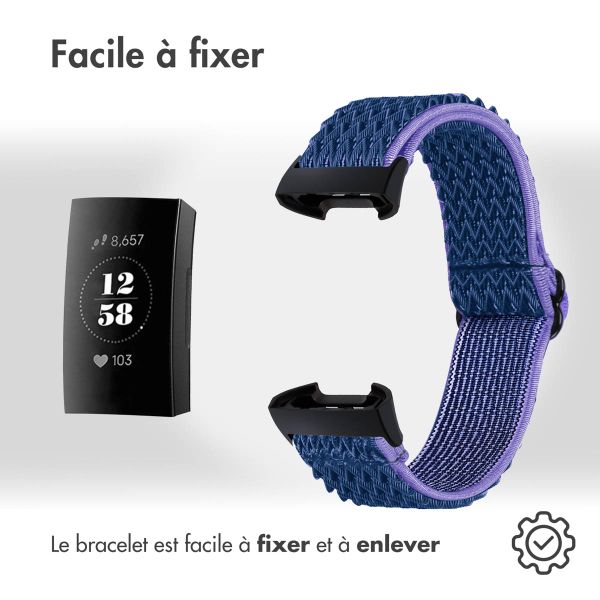 imoshion Bracelet en nylon élastique Fitbit Charge 3 / 4 - Bleu foncé