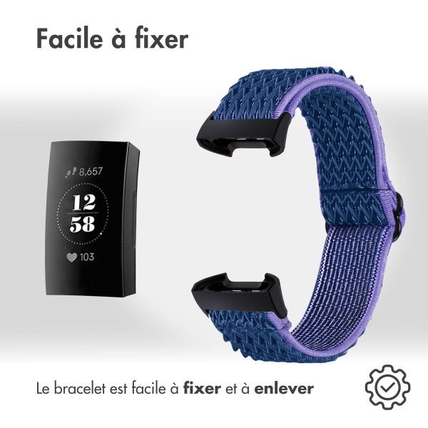 imoshion Bracelet élastique en nylon le Fitbit Charge 3 / 4 - Bleu foncé