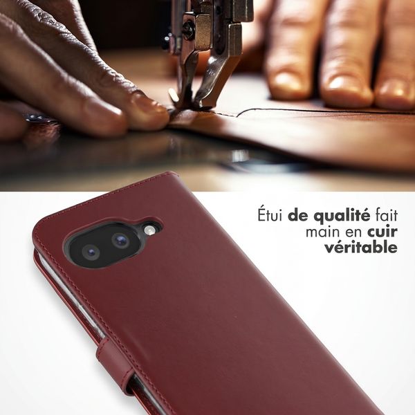 Selencia Étui portefeuille en cuir véritable Google Pixel 9A - Burgundy