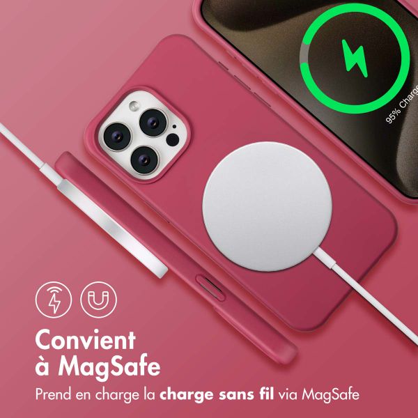 imoshion Coque arrière Color avec cordon amovible et MagSafe Apple iPhone 15 Pro Max - Raspberry