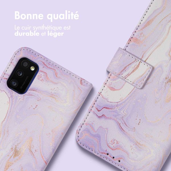 imoshion Étui de télephone portefeuille Design Samsung Galaxy A41 - Purple Marble