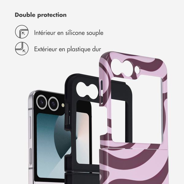 Selencia Coque arrière Vivid Samsung Galaxy Z Flip 6 / Flip 7 FE - Wavy Swirl Pink Plum