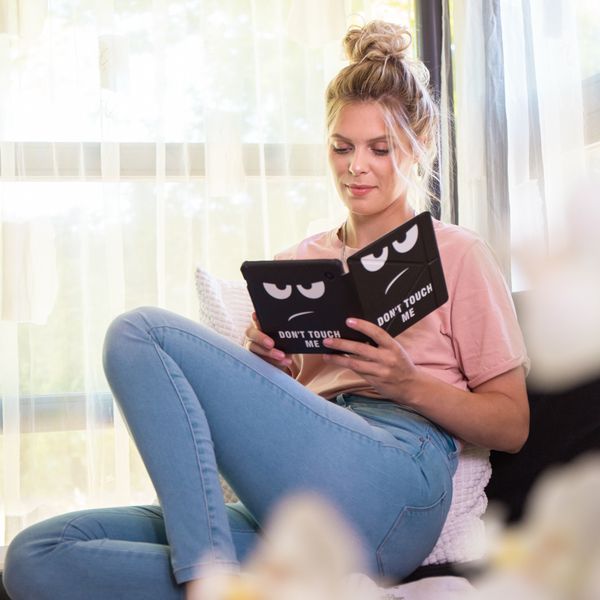 imoshion Étui de liseuse portefeuille design Pliable Kobo Libra 2 / Tolino Vision 6 - Don't touch