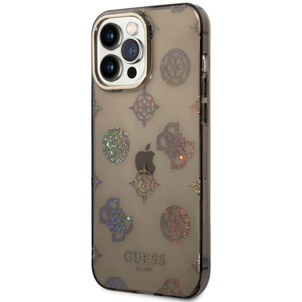 Guess Coque Peony Glitter iPhone 14 Pro Max - Noir