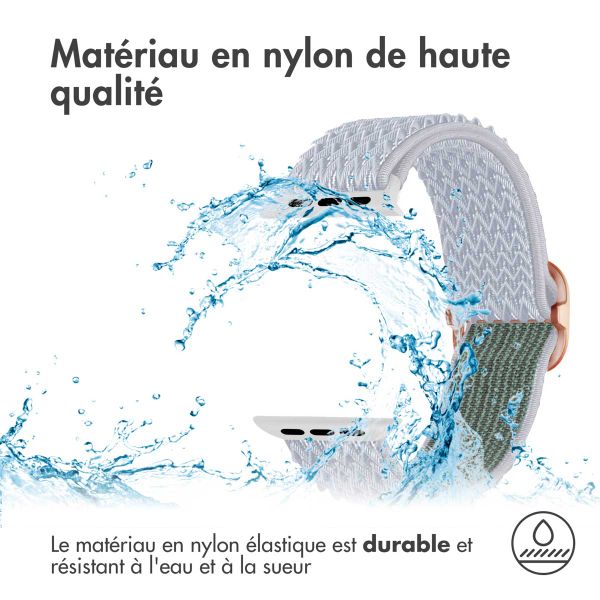 imoshion Bande élastique en nylon Apple Watch Series 1-9 / SE - 38/40/41 mm / Series 10 - 42 mm - Gris clair