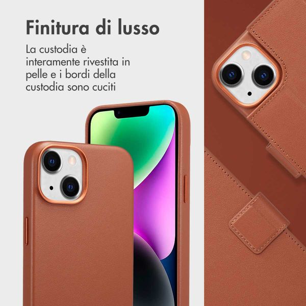 Accezz Étui de télephone portefeuille en cuir 2-en-1 avec MagSafe Apple iPhone 14 - Sienna Brown