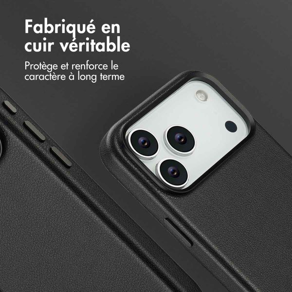 Accezz Coque arrière en cuir avec MagSafe Apple iPhone 17 Pro Max - Onyx Black