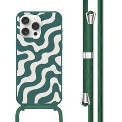 imoshion Coque design en silicone avec cordon Apple iPhone 15 Pro - Petrol Green Groovy