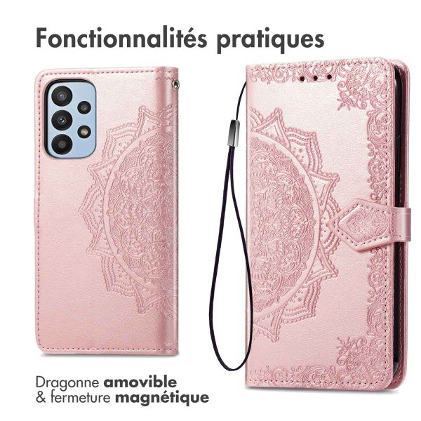 imoshion Etui de téléphone portefeuille Mandala Samsung Galaxy A23 (5G) - Rose Dorée