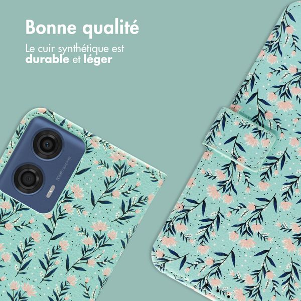 imoshion Étui de télephone portefeuille Design Motorola Moto G04 / G24 - Blue Flowers