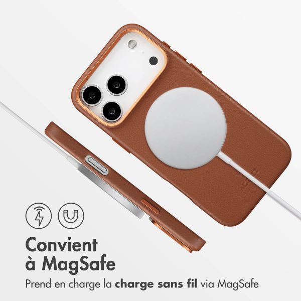 Accezz Coque arrière en cuir avec MagSafe Apple iPhone 17 Pro Max - Sienna Brown