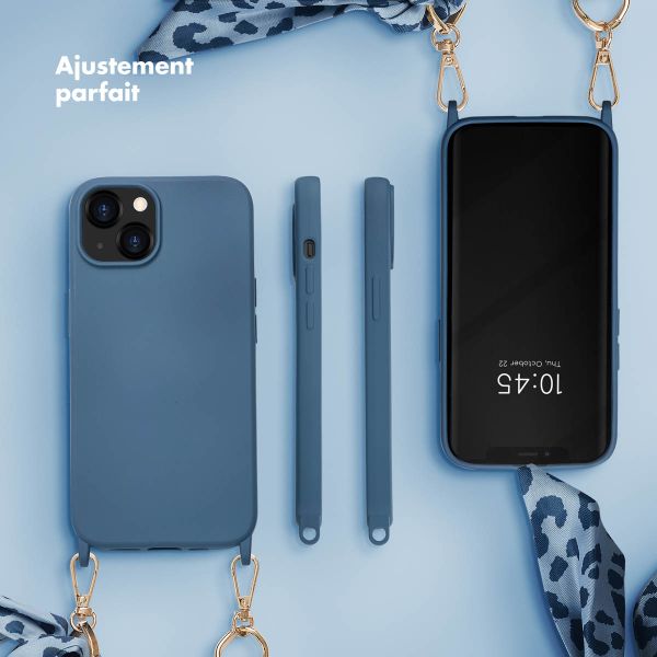 Selencia Coque avec dragonne de luxe iPhone 13 - Bleu