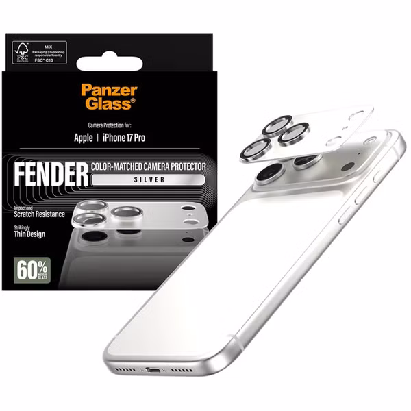 PanzerGlass Fender Protection Caméra iPhone 17 Pro - Silver