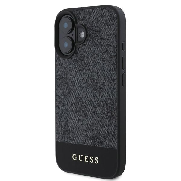Guess Coque arrière Bottom Stripe 4G Apple iPhone 16 - Gris