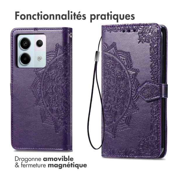 imoshion Etui de téléphone portefeuille Mandala Xiaomi Redmi Note 13 Pro (5G) / Poco X6 - Violet