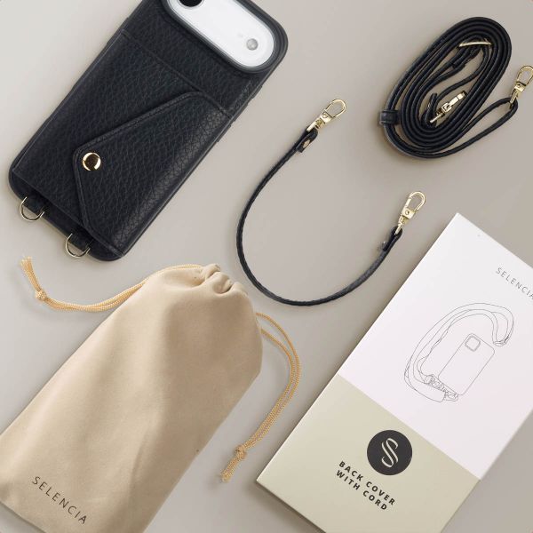 Selencia Coque de télephone Sera avec cordon et porte-cartes enveloppe Apple iPhone Air - Noir