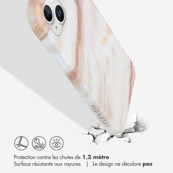 Selencia Aurora Coque Fashion iPhone 15 Plus - Coque durable - 100% recyclée - Marbre Blanc