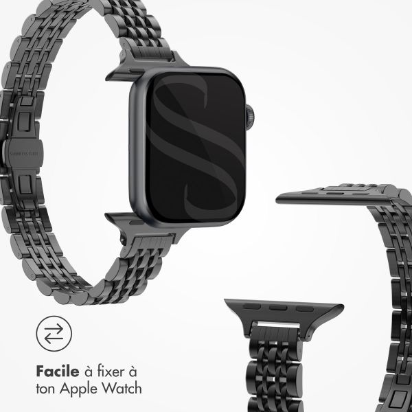 Selencia Bracelet en acier slim style Jubilee Apple Watch Series 1 t/m 9 / SE (38/40/41 mm) | Series 10 / 11 (42 mm) - Noir