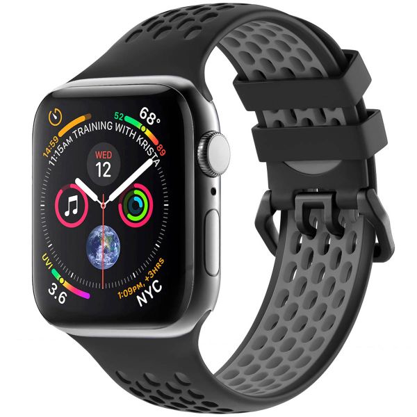 imoshion ﻿Boucle de bracelet de sport en silicone Apple Watch Series 1 á 9 / SE (38/40/41 mm) | Series 10 (42 mm) - Noir / Gris