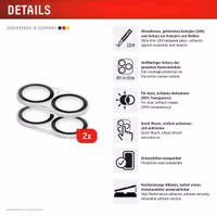 Displex CamGlass All-In-One Protection d'objectif de caméra Apple iPhone 16 / 16 Plus / 17