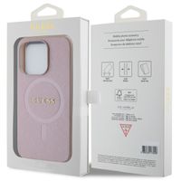 Guess Coque arrière Saffiano MagSafe iPhone 15 Pro - Rose