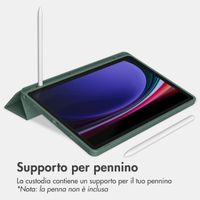 Accezz Coque tablette portefeuille Smart Silicone Samsung Galaxy Tab A9 8.7 pouces - Vert foncé