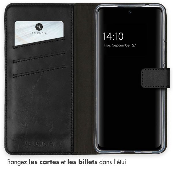 Selencia Étui portefeuille en cuir véritable Samsung Galaxy A53 - Noir