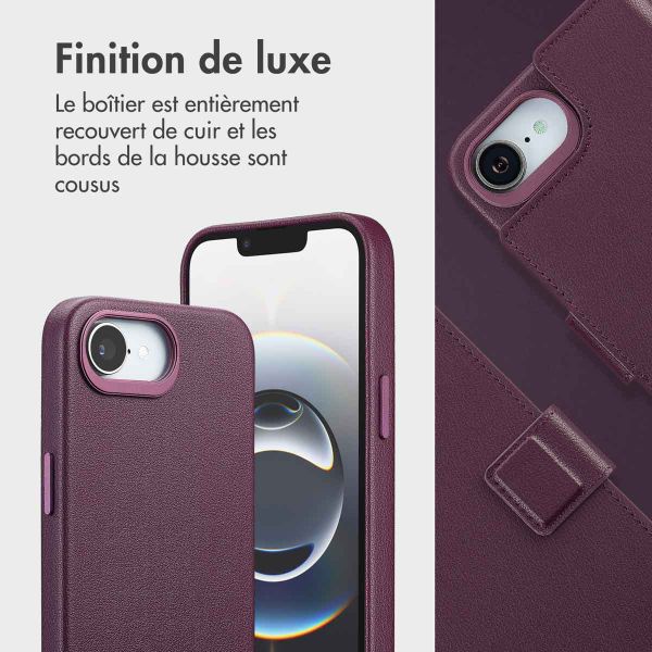 Accezz Étui de téléphone portefeuille en cuir 2-en-1 avec MagSafe Apple iPhone 16e - Heath Purple