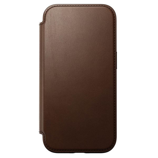 Nomad Étui de télephone portefeuille Modern Leather Folio Apple iPhone 16 - Marron