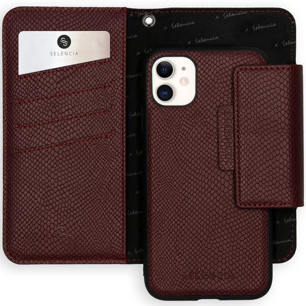 Selencia Etui portefeuille serpent amovible 2-en-1 iPhone 11 - Rouge