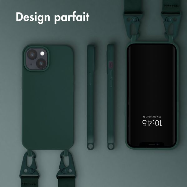 Selencia Coque silicone avec cordon amovible Apple iPhone 15 - Vert foncé