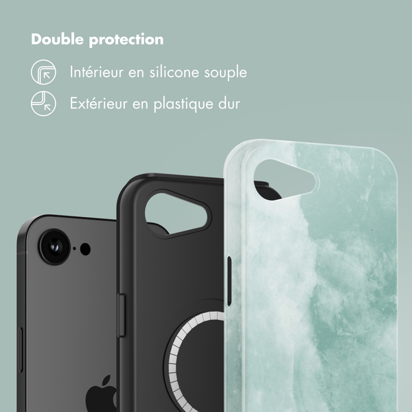 Selencia Coque arrière Vivid avec MagSafe Apple iPhone 16e - Marble Grayed Jade