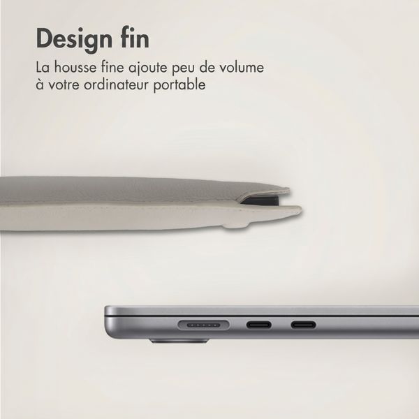 Accezz Leather Pochette ordinateur le Apple MacBook 13 pouces - Beige