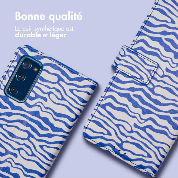 imoshion Étui de télephone portefeuille Design Samsung Galaxy S20 FE - White Blue Stripes