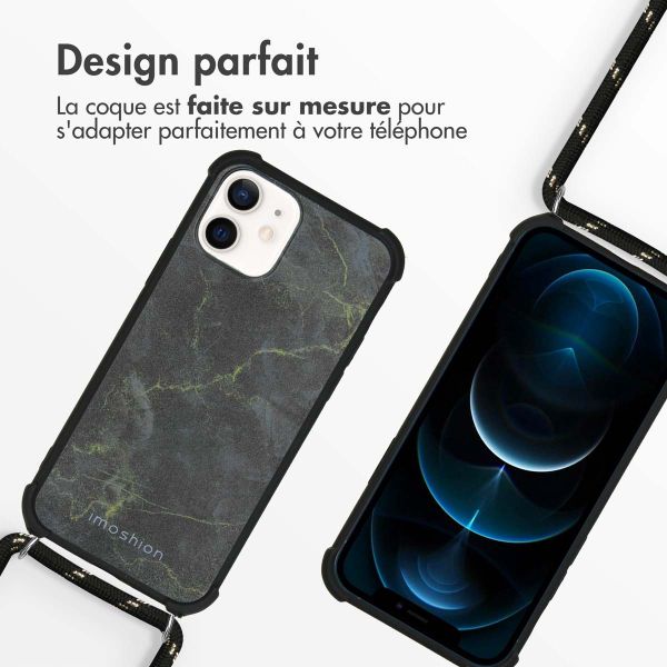 imoshion Coque Design avec cordon pour iPhone 12 (Pro) - Black Marble