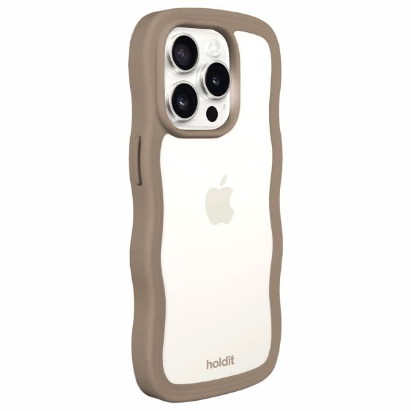 Holdit Coque Wavy iPhone 14 Pro - Mocha Brown / Transparent