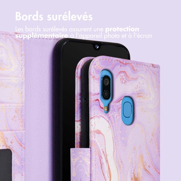 imoshion Étui de télephone portefeuille Design Samsung Galaxy A40 - Purple Marble
