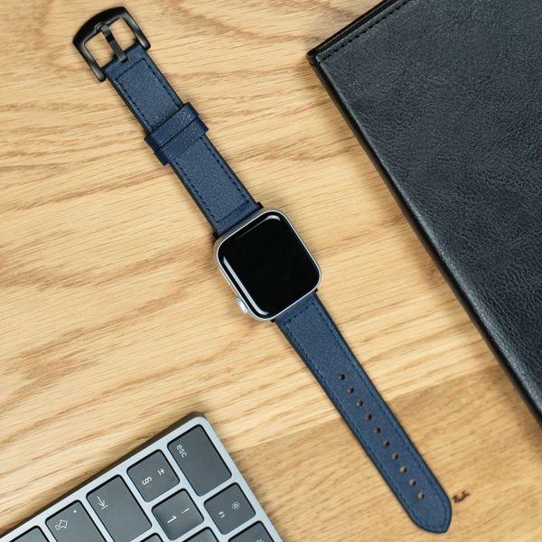 imoshion Bracelet en cuir véritable Apple Watch Series 1 á 10 / SE / Ultra (2) (44/45/46/49 mm) - Bleu