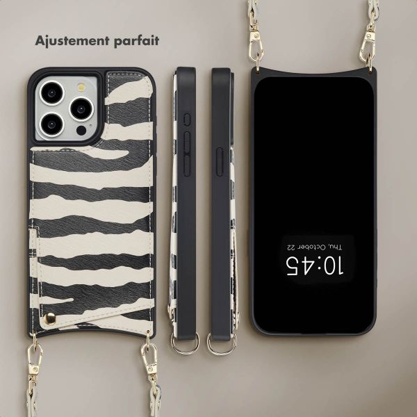 Selencia Coque de télephone Nova avec cordon et porte-cartes Apple iPhone 15 Pro Max - Zazzy Zebra