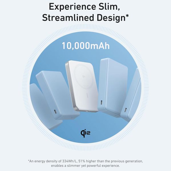 Anker MagGo Slim | Batterie externe 10.000 mAh - Compatible avec MagSafe et Qi2 - Blanc