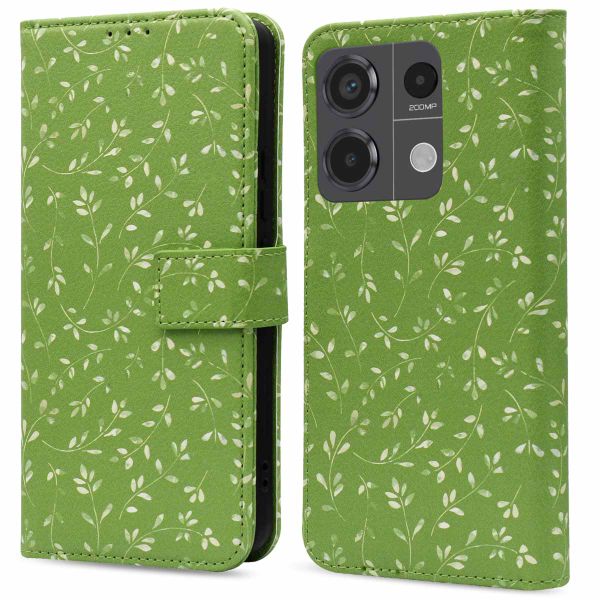 imoshion Étui de télephone portefeuille Design Xiaomi Redmi Note 13 Pro (5G) / Poco X6 - Green Flowers