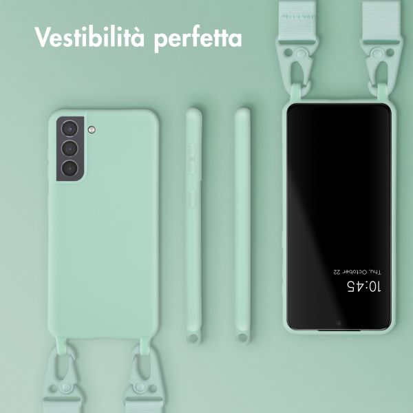 Selencia Coque silicone avec cordon amovible Samsung Galaxy S21 - Turquoise
