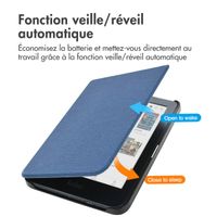 imoshion Étui de liseuse portefeuille Canvas Sleepcover Kobo Clara Colour / Kobo Clara BW - Bleu foncé